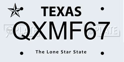QXMF67 Texas License Plate