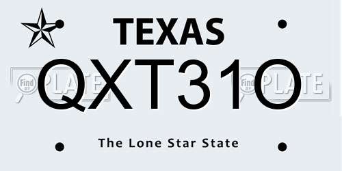 QXT31O Texas License Plate