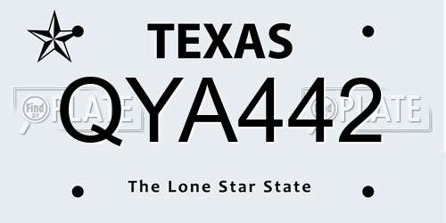 QYA442 Texas License Plate