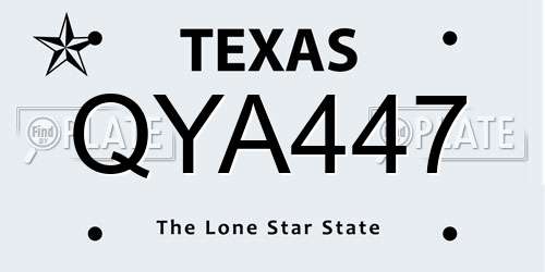 QYA447 Texas License Plate