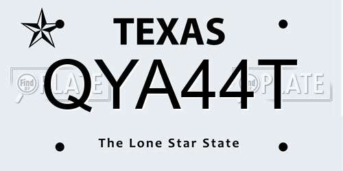 QYA44T Texas License Plate