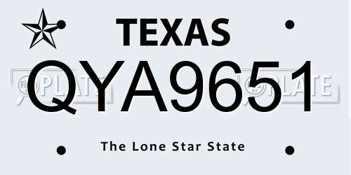 QYA9651 Texas License Plate