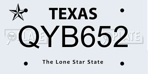 QYB652 Texas License Plate