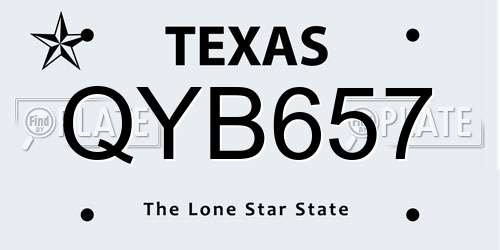 QYB657 Texas License Plate