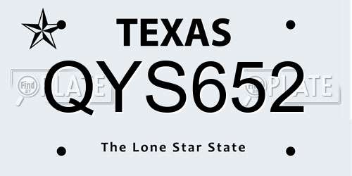 QYS652 Texas License Plate