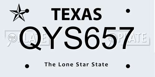 QYS657 Texas License Plate