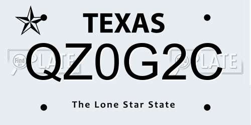 QZ0G2C Texas License Plate