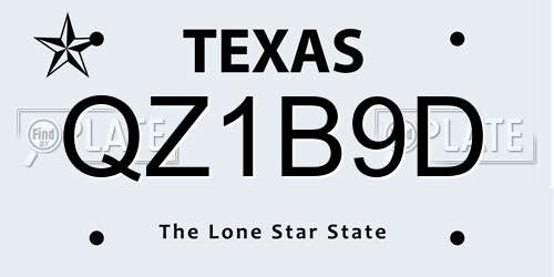 QZ1B9D Texas License Plate