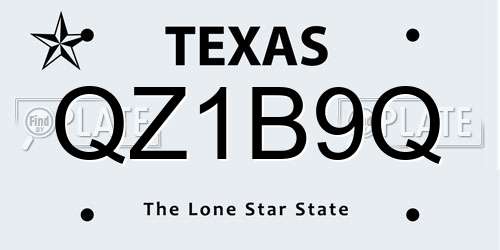 QZ1B9Q Texas License Plate