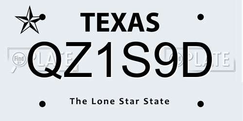 QZ1S9D Texas License Plate