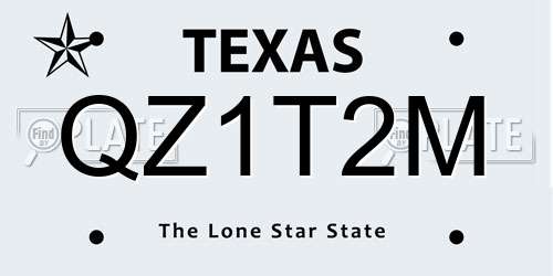 QZ1T2M Texas License Plate