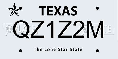 QZ1Z2M Texas License Plate