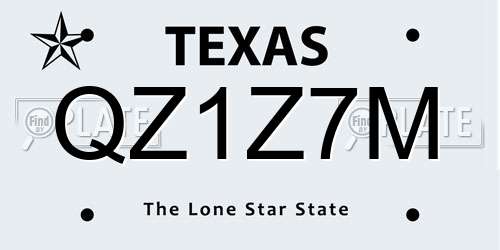 QZ1Z7M Texas License Plate
