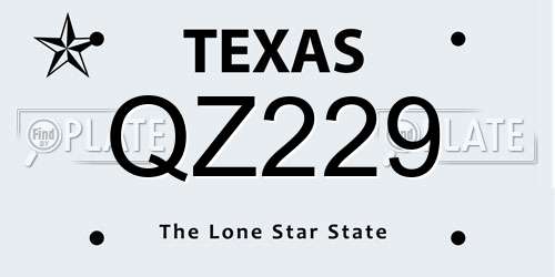 QZ229 Texas License Plate