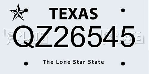QZ26545 Texas License Plate
