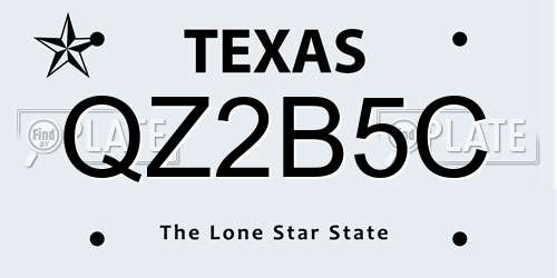 QZ2B5C Texas License Plate
