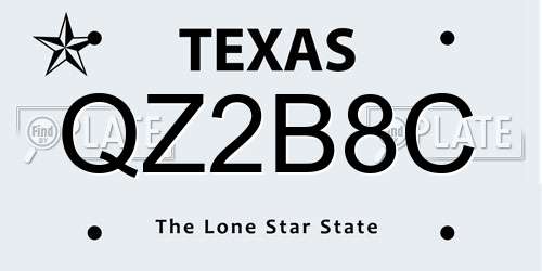QZ2B8C Texas License Plate