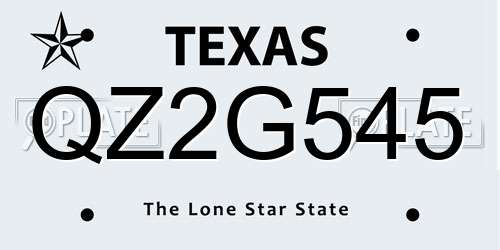 QZ2G545 Texas License Plate