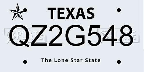 QZ2G548 Texas License Plate