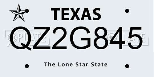 QZ2G845 Texas License Plate