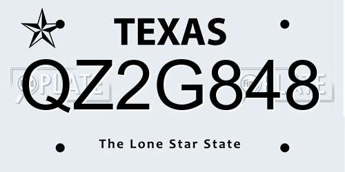 QZ2G848 Texas License Plate
