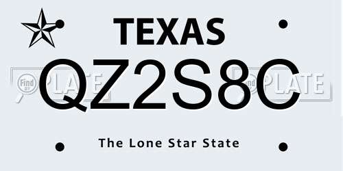 QZ2S8C Texas License Plate