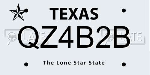 QZ4B2B Texas License Plate