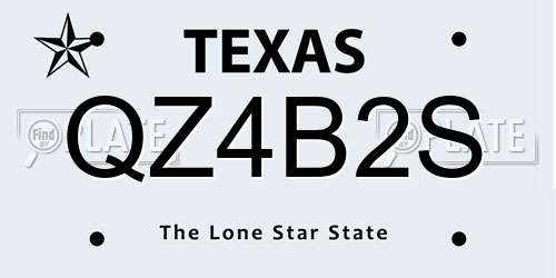 QZ4B2S Texas License Plate