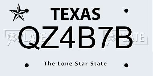 QZ4B7B Texas License Plate