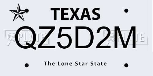 QZ5D2M Texas License Plate