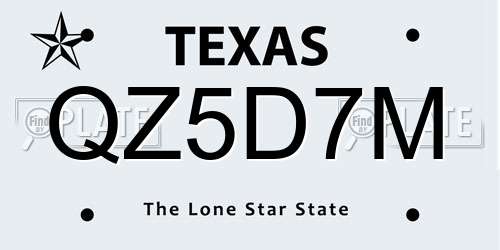 QZ5D7M Texas License Plate