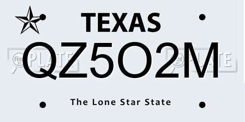 QZ5O2M Texas License Plate