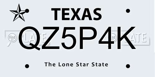 QZ5P4K Texas License Plate