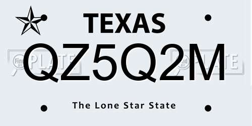 QZ5Q2M Texas License Plate