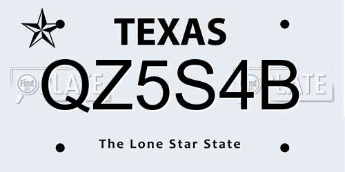 QZ5S4B Texas License Plate