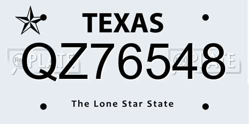 QZ76548 Texas License Plate