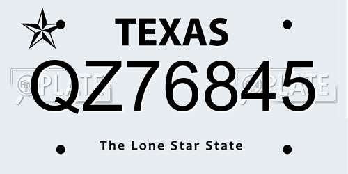 QZ76845 Texas License Plate