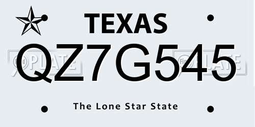 QZ7G545 Texas License Plate