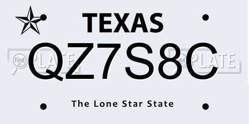 QZ7S8C Texas License Plate