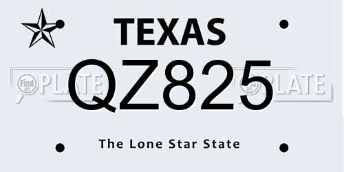 QZ825 Texas License Plate