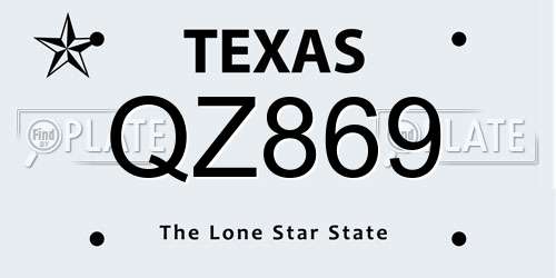 QZ869 Texas License Plate