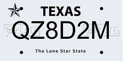 QZ8D2M Texas License Plate