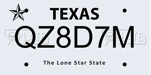 QZ8D7M Texas License Plate