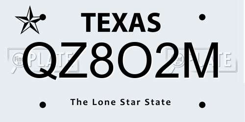 QZ8O2M Texas License Plate