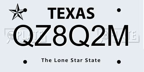 QZ8Q2M Texas License Plate