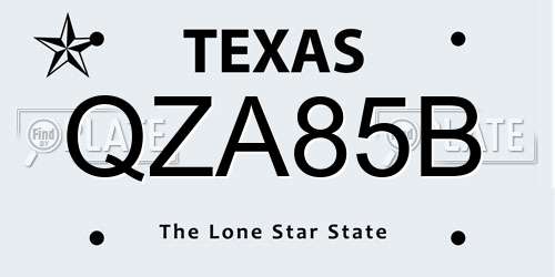QZA85B Texas License Plate