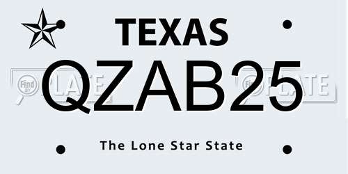 QZAB25 Texas License Plate