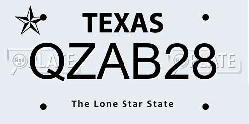 QZAB28 Texas License Plate