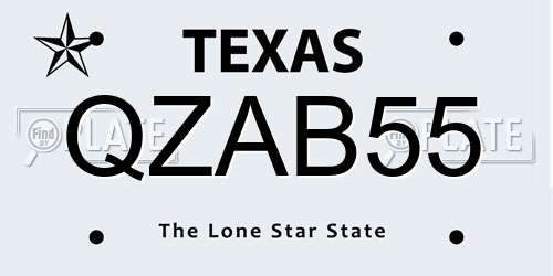 QZAB55 Texas License Plate