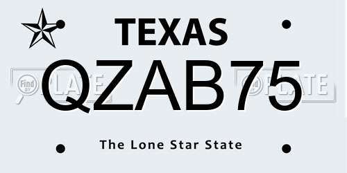 QZAB75 Texas License Plate